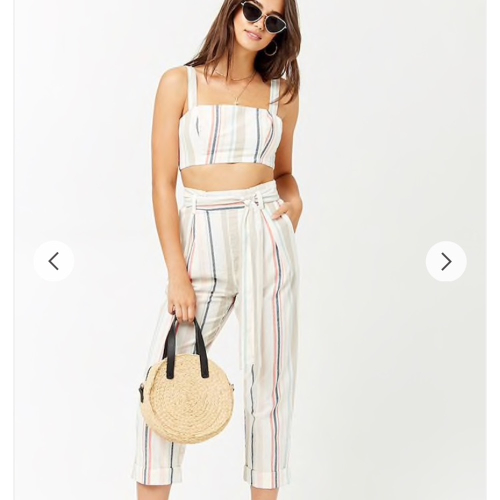 Striped Cord Capri Set-Never Worn